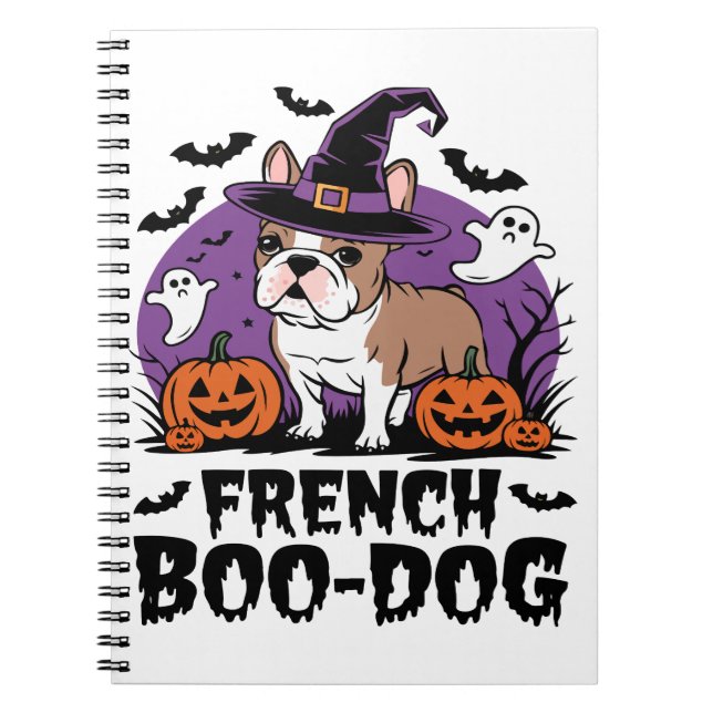 Caderno Espiral O Cachorro Francês - O Pup Mais Spookiest (Frente)