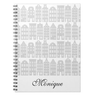 Caderno Espiral O canal de Amsterdão abriga a prata personalizada