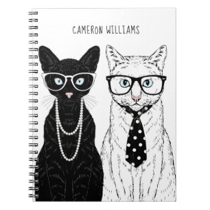 Caderno Espiral O casal do gato   adiciona seu nome