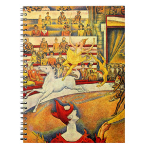 Caderno Espiral O circo por Georges Seurat, Pointillism do vintage