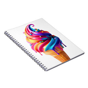 Caderno Espiral O clássico vibrante cone de sorvete da SlipperyJoe