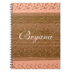 Caderno Espiral O confete cor-de-rosa & Dourado Peachy pontilha o