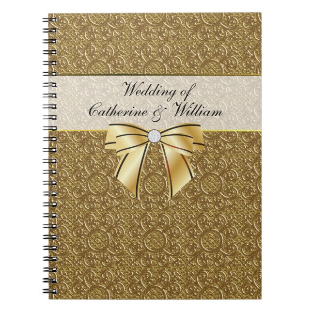 Caderno Espiral O convidado Dourado simples do casamento da (Frente)
