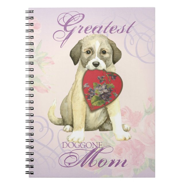 Caderno Espiral O Coração do Cachorro Anatoliano Shepherd Mãe (Frente)