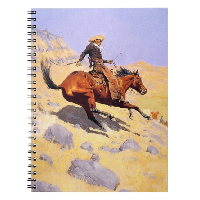 Caderno Espiral O Cowboy (por Frederic Remington) (Frente)