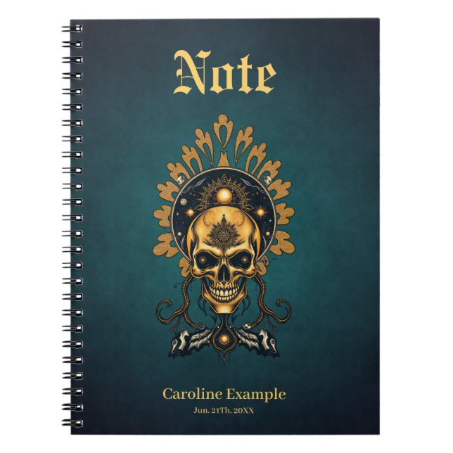 Caderno Espiral O crânio do Ouro e seus segredos cósmicos. (Frente)