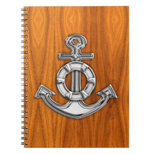 Caderno Espiral O cromo do Lifesaver gosta da âncora no folheado
