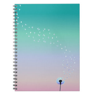 Caderno Espiral O dente-de-leão semeia o vôo no vento - turquesa