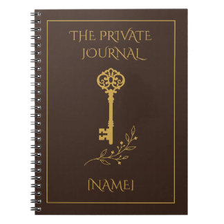 Caderno Espiral O Diário Privado Chave Esqueleto Antiga Marrom