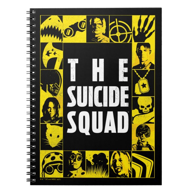 Caderno Espiral O Esquadrão Suicida | Blocos de Ícones Amarelo e P (Frente)