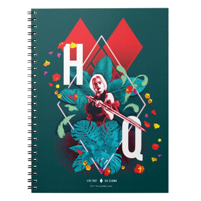 Caderno Espiral O Esquadrão Suicida | Harley Quinn Floral Diamond (Frente)