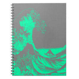 Caderno Espiral O Excelente Wave Seafoam Green & Cinzas