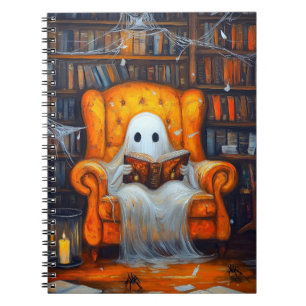 Caderno Espiral O Fantasma de Bookish Cena da Biblioteca do Cozy
