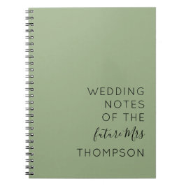 Caderno Espiral O Futuro da Tipografia Simples Sage Green Wedding