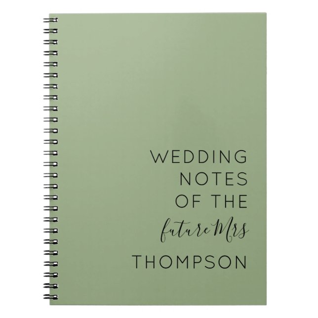 Caderno Espiral O Futuro da Tipografia Simples Sage Green Wedding (Frente)