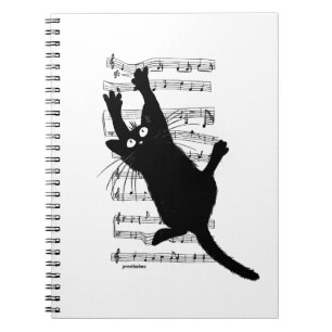 Caderno Espiral O gato se pendura em notas musicais