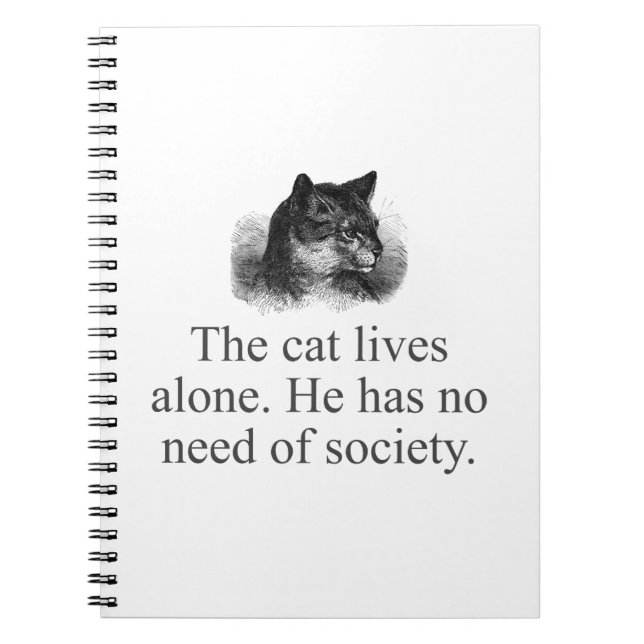 Caderno Espiral O Gato Vive Sozinho (Frente)