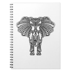 Caderno Espiral O Henna Mehndi decorou o elefante indiano