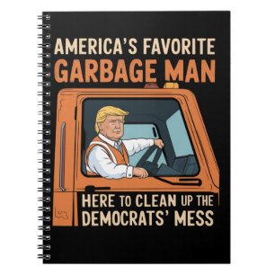 Caderno Espiral O homem do lixo favorito da América Trump 45 47 EU