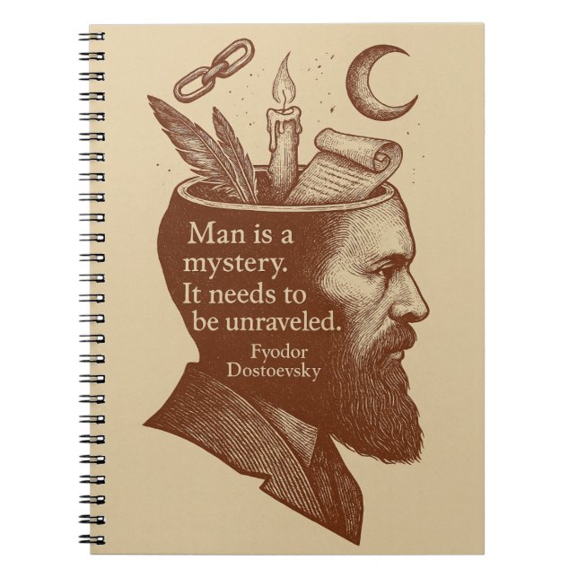 Caderno Espiral O homem é uma citação de Dostoevsky misteriosa (Frente)