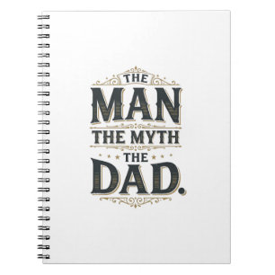 Caderno Espiral O Homem O Mito O Pai Camiseta Tipografia Vintage_