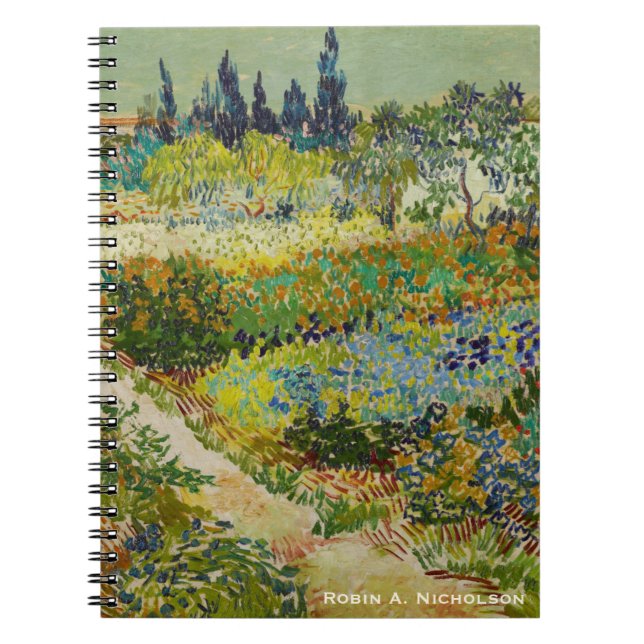 Caderno Espiral O jardim de Van Gogh em Arles personalizou (Frente)