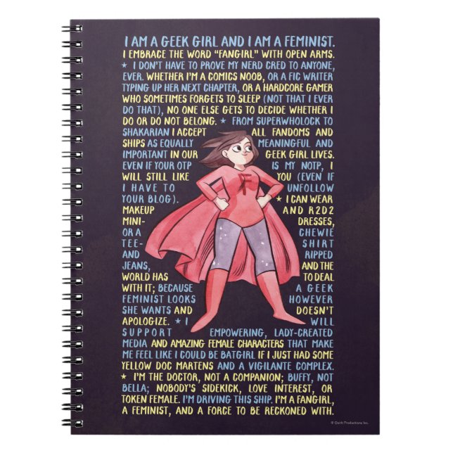 Caderno Espiral O litania da menina do geek para o feminismo (Frente)