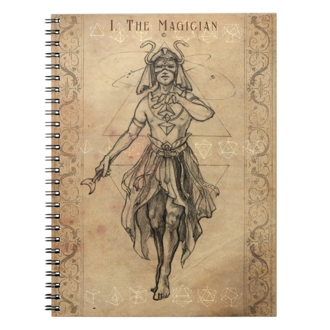 Caderno Espiral O mago tarot carta artística  (Frente)