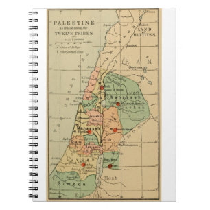 Caderno Espiral O mapa de Palestina dividiu-se pelos 12 tribos de