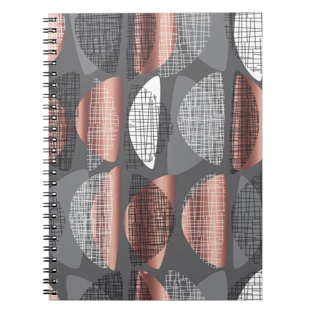 Caderno Espiral O meio século vibe o padrão uniforme do estilo mod (Frente)