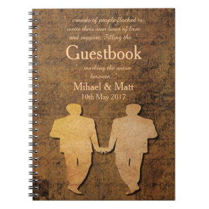 Caderno Espiral O menino encontra o Guestbook Wedding alegre de