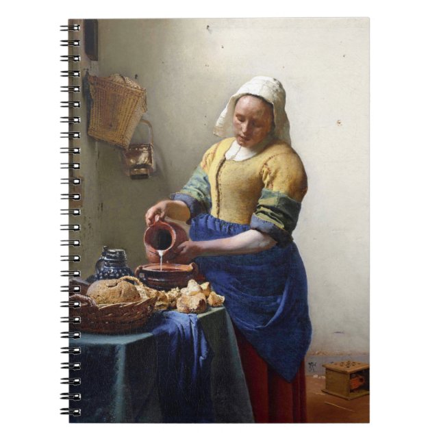 Caderno Espiral O Milkmaid, c.1658-60 (óleo em canvas) (Frente)