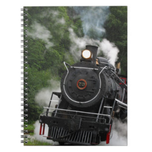 Caderno Espiral o motor da estação de comboio do trilho do vapor