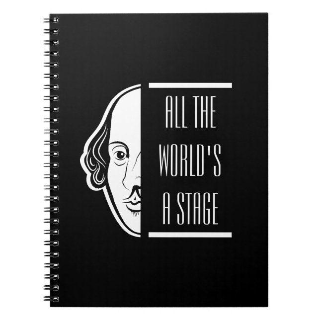 Caderno Espiral O mundo inteiro, um Palco Shakespeare, cita Thespi (Frente)