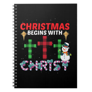 Caderno Espiral O Natal Começa Com O Cristo Snowman Christian Rel