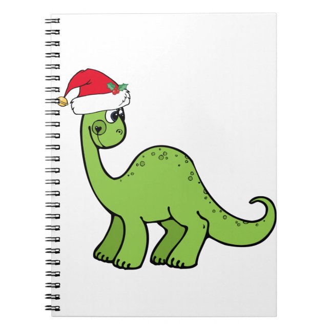 Caderno Espiral O Natal verde caçoa o papai noel do dinossauro (Frente)