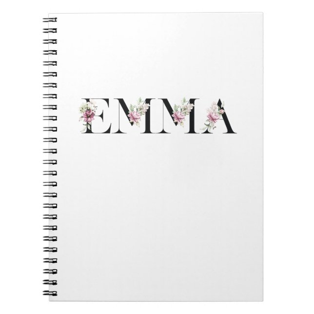 Caderno Espiral O nome Emma. Nomes femininos. (Frente)