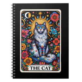 Caderno Espiral O notebook do cartão de tarô com espírito de gato