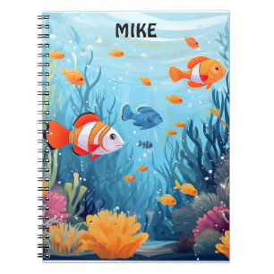 CADERNO ESPIRAL O NOTEBOOK ESPIRAL DA PESCA COLORIDA.