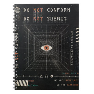 Caderno Espiral O Observador - Design de Streetwear Techno-Brutali