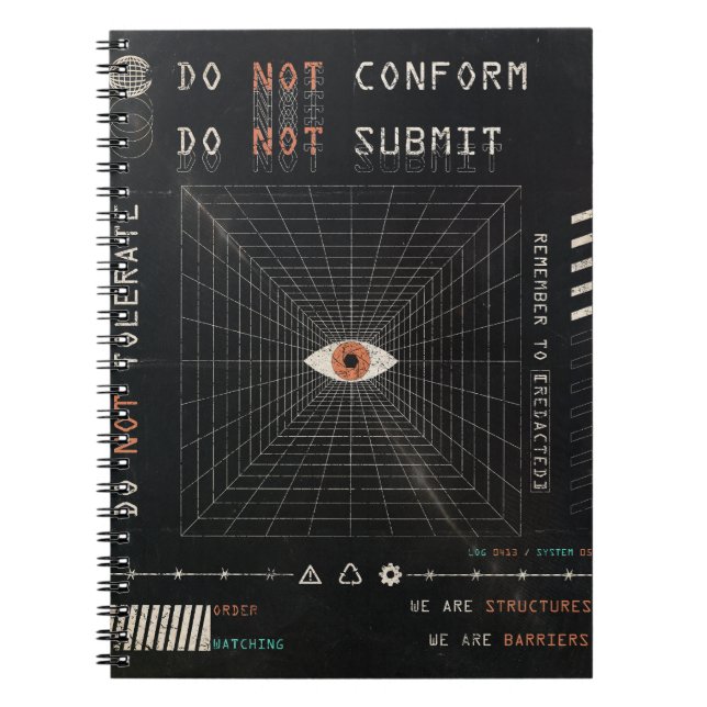 Caderno Espiral O Observador - Design de Streetwear Techno-Brutali (Frente)