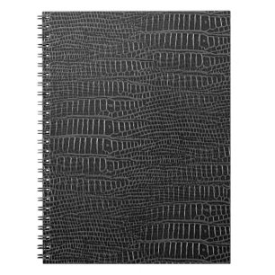 Caderno Espiral O olhar da pele realística preta do jacaré