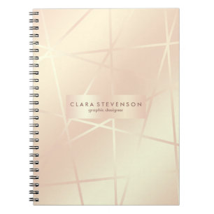 Caderno Espiral O ouro cor-de-rosa bonito elegante & cora
