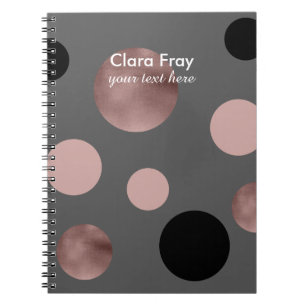 Caderno Espiral o ouro cor-de-rosa do falso elegante cora círculo
