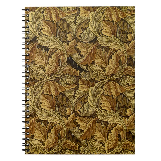 Caderno Espiral O outono deixa o padrão William Morris (Frente)