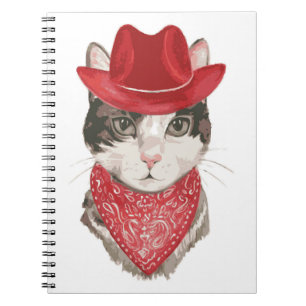Caderno Espiral O padrão de desenho do gato vintageel com um anima