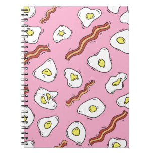 Caderno Espiral O padrão do café da manhã sem costura com ovos 