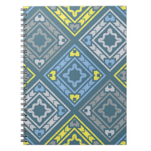 Caderno Espiral O padrão perfeito da arte. Motif popular. Vintage