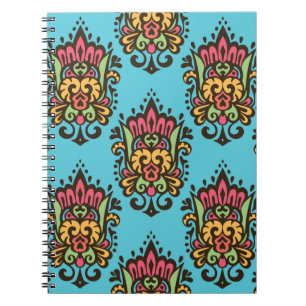Caderno Espiral O padrão perfeito da flor Damask de luxo. Floral