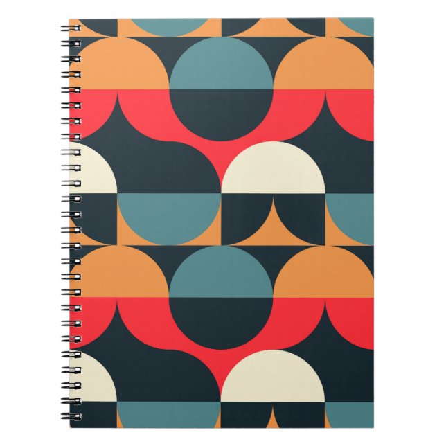 Caderno Espiral O padrão uniforme de ilusão dos círculos. (Frente)